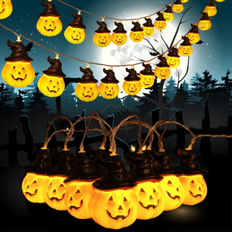 

Halloween LED Pumpkin Skull Shape String Light Scary Hanging Light Halloween Decoration Props Holiday Bat Party Supplies