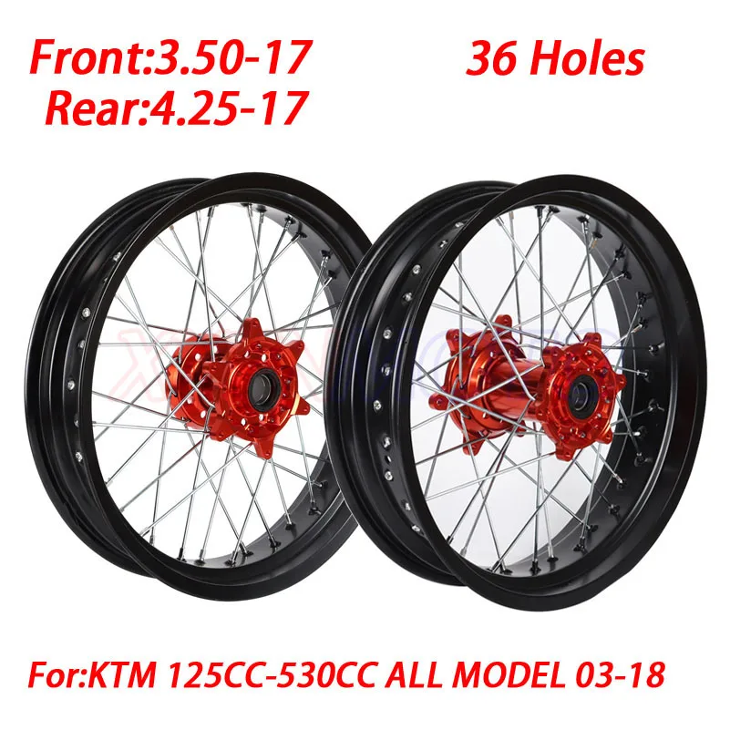 

3.50x17" inch 4.25x17" Spoked Motorcycle Wheels Rims Set For KTM EXC EXC-E SX SX-F XCW 150 200 250 300 350 450 2003-2018