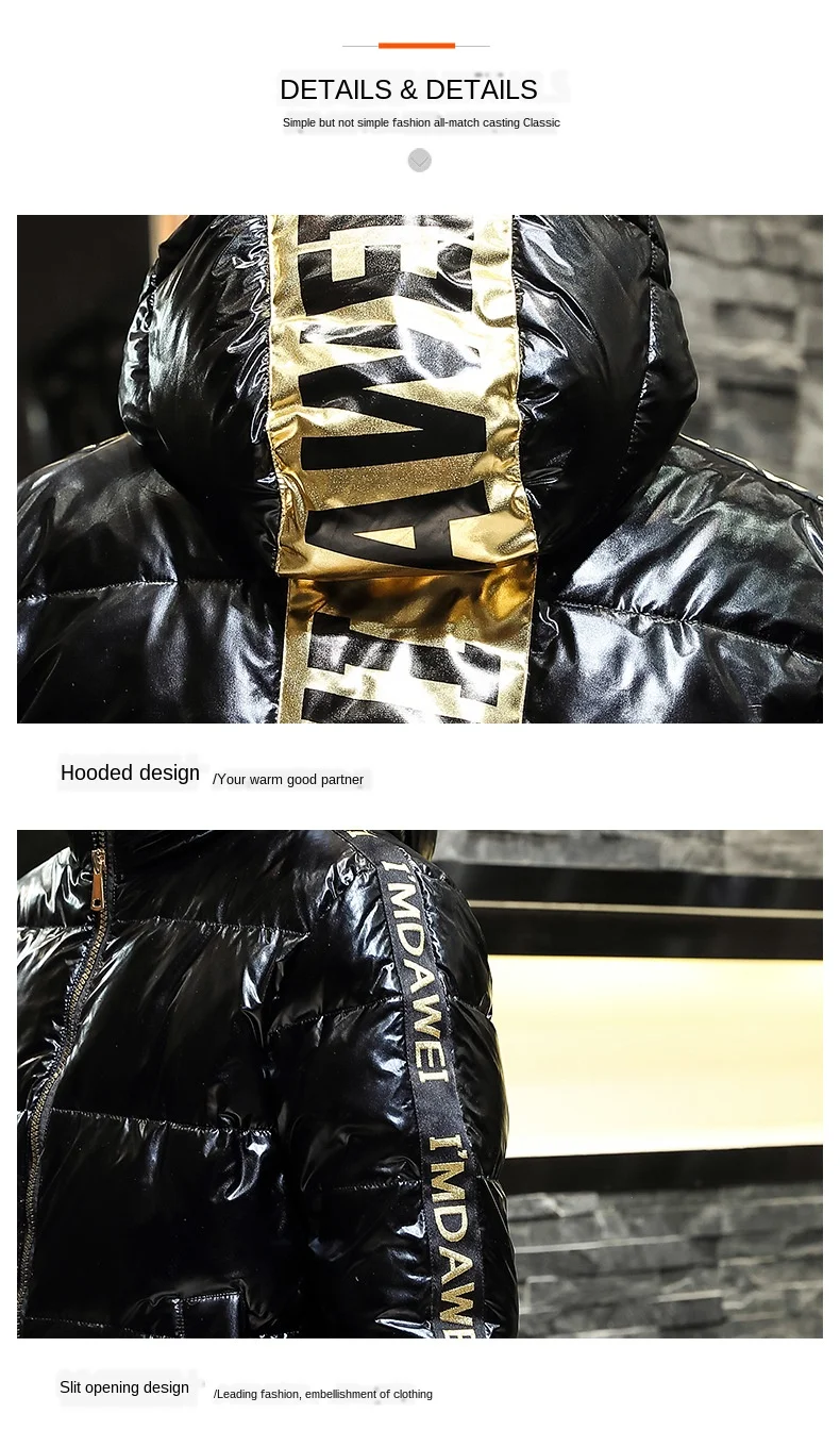 

Lovers Wear Winter White Duck Down Men And Women Short Silver Shiny Hooded Thick Loose Down Jacket Men's Clothing XXXL