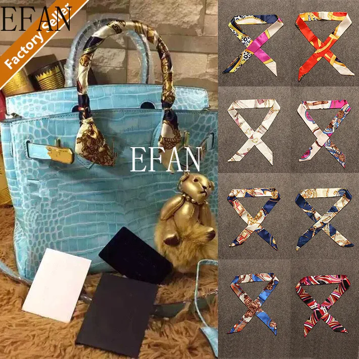 

70 Style Small Silk Scarf For Women New Print Handle Bag Ribbons Brand Fashion Head Scarf Small Long Skinny Scarves Wholesale