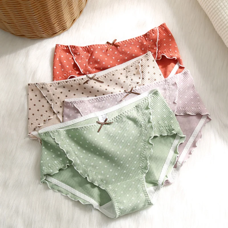 Трусики женские хлопковые с оборками средней посадки батальных размеров
