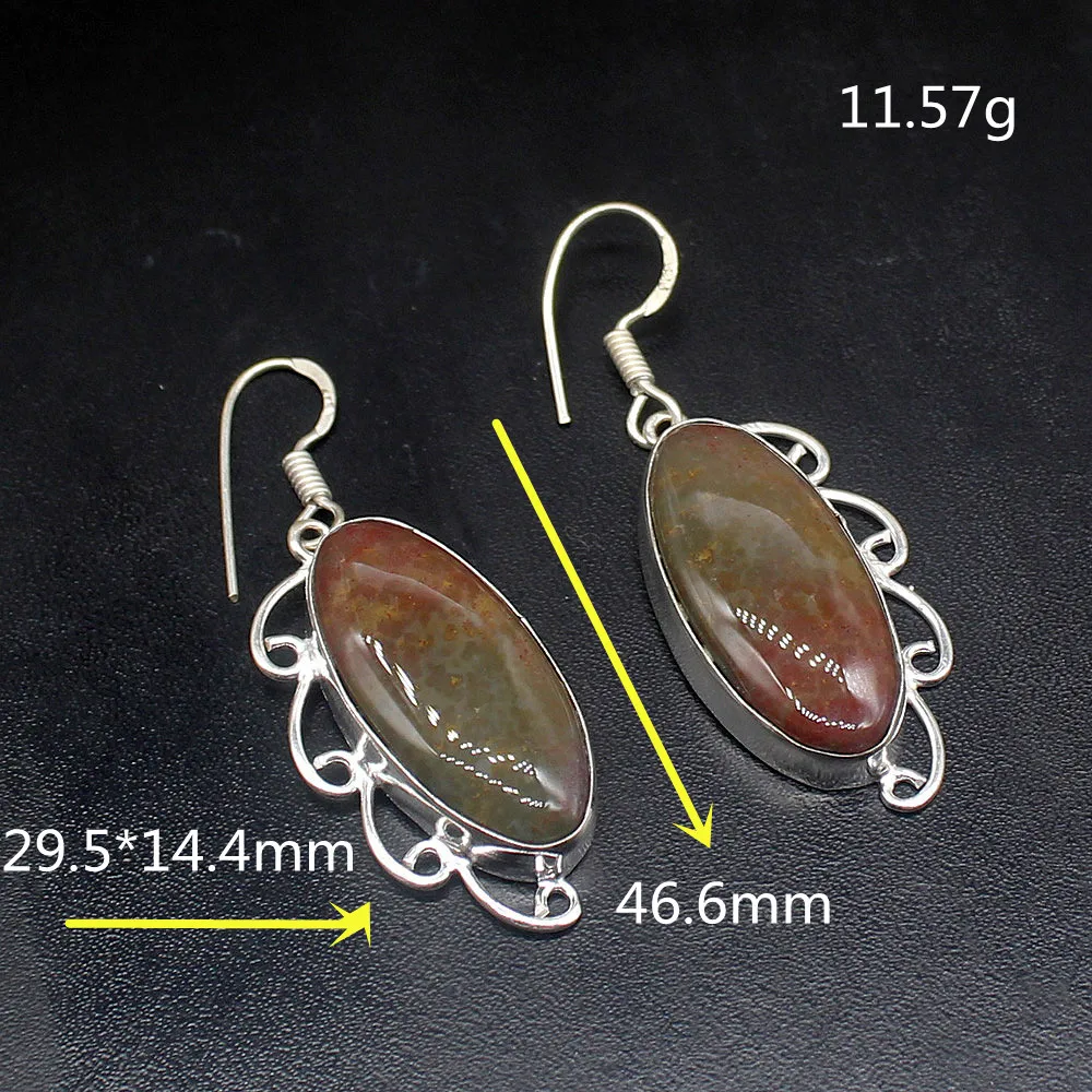 Gemstonefactory Big Promotion Unique 925 Silver Natural Ocean Jasper Women Ladies Gifts Dangle Drop Earrings 20211838 |