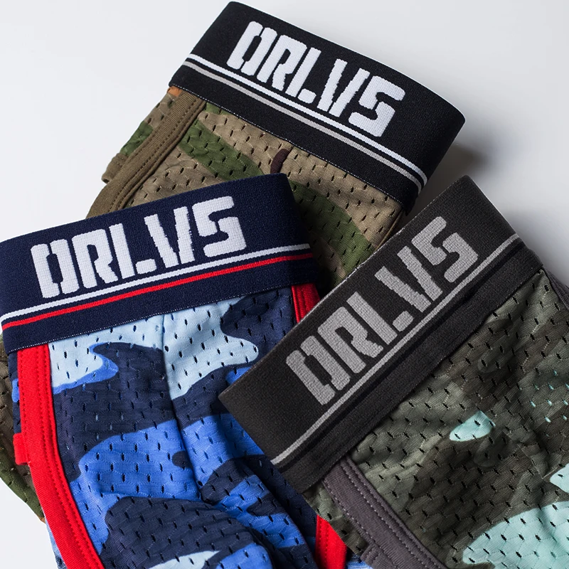 Мужские трусы брифы из сетчатой ткани черные камуфляжные дышащие с U образным