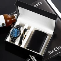man watch gifts set fashion mens quartz wristwatch learther watches with cowhide bracelets wallet box for male%e2%80%99s fathers day
