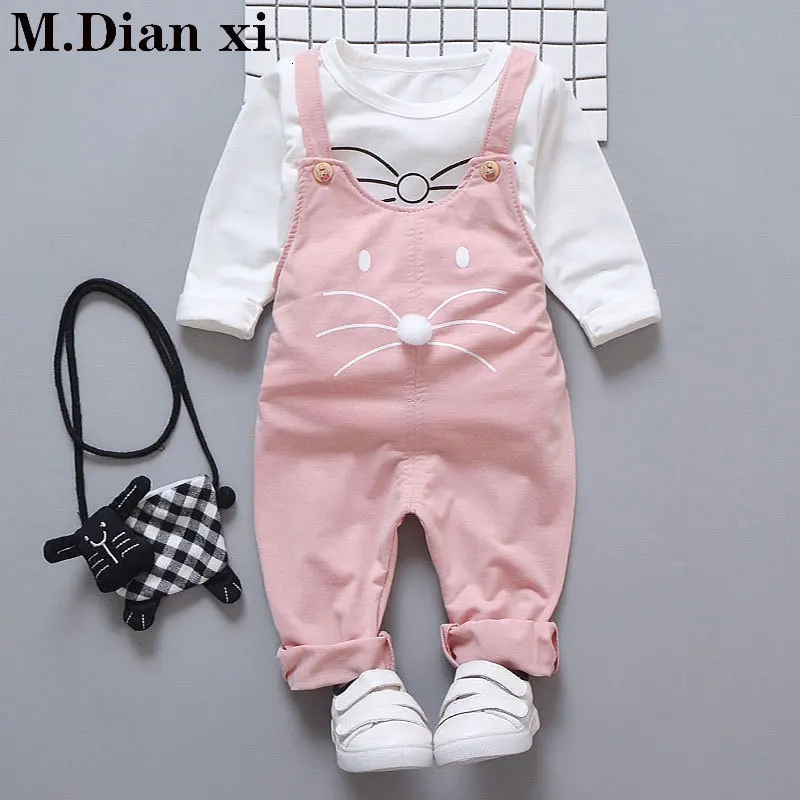 Весенние комплекты одежды для новорожденных девочек модный костюм футболка +