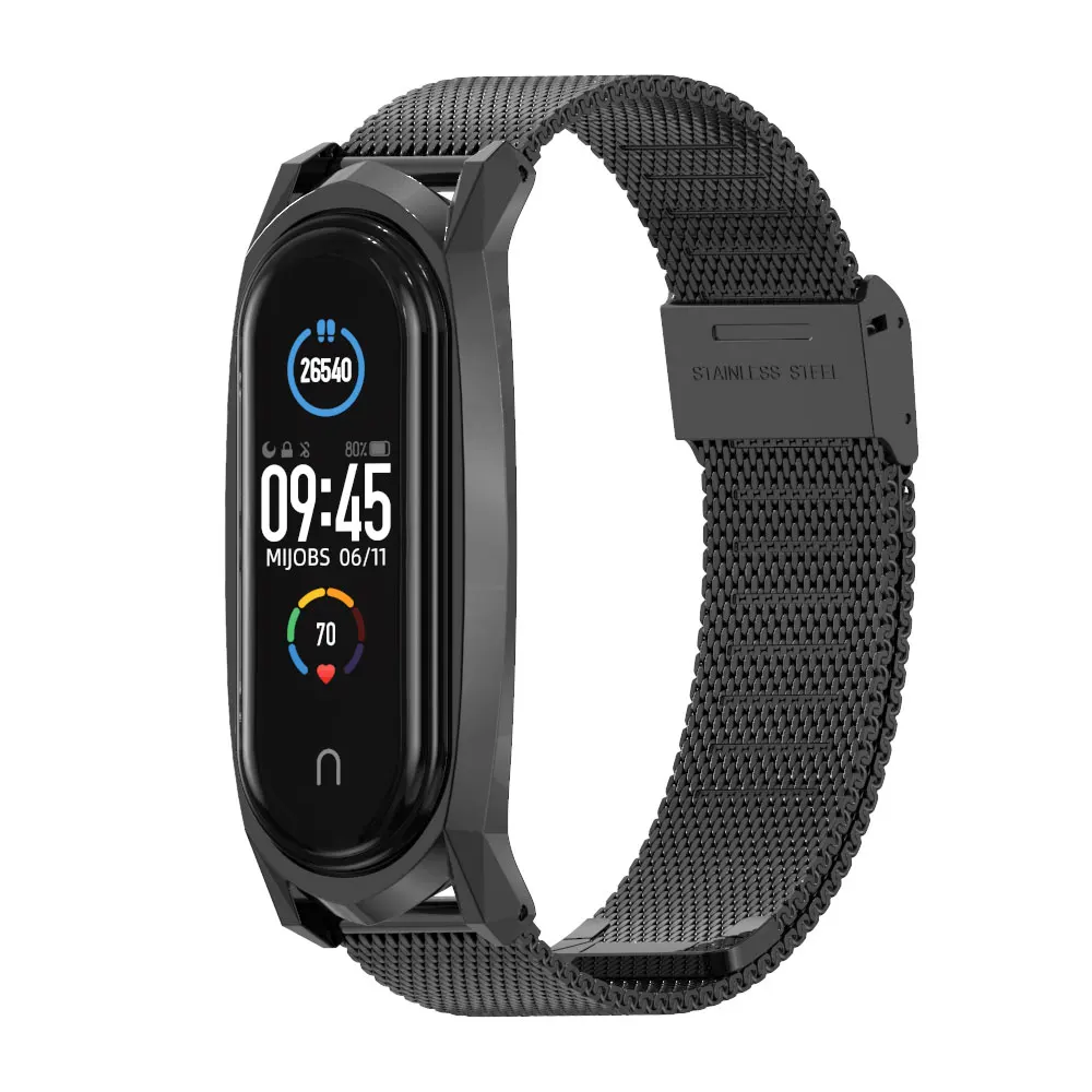 Браслет для Xiaomi Mi Band 5 6 металлический браслет NFC Global 4 на запястье 3 из нержавеющей