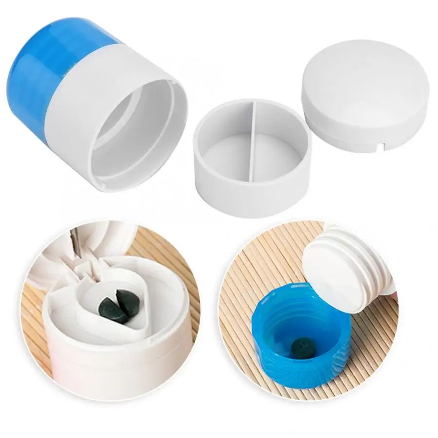 Маленькая Многофункциональная портативная таблетница 2 в 1 измельчитель для