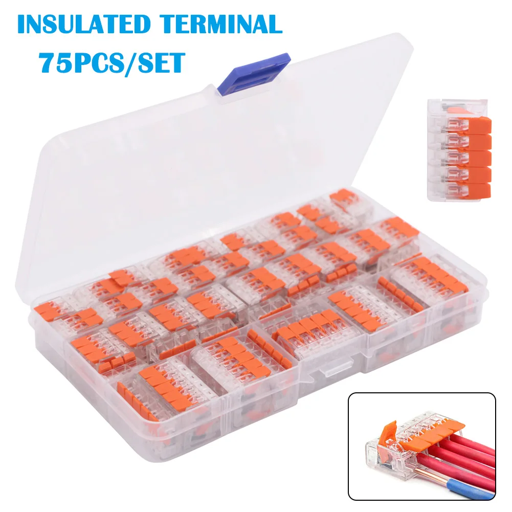 

2019 New product 75Pcs/Set Splicing Conductor Terminals Connectors Assortment Pack J8 #3