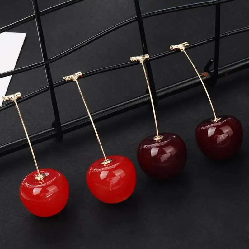 Милые полимерные вишневые серьги гвоздики в форме вишни модные креативные женские висячие повседневные