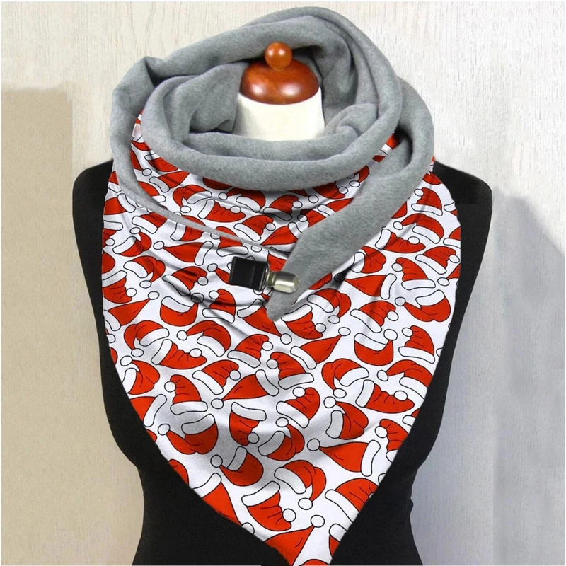 

Winter Warm Large Scarf Christmas Santa Snowman Blanket Shawl Wrap with Clip F3MF
