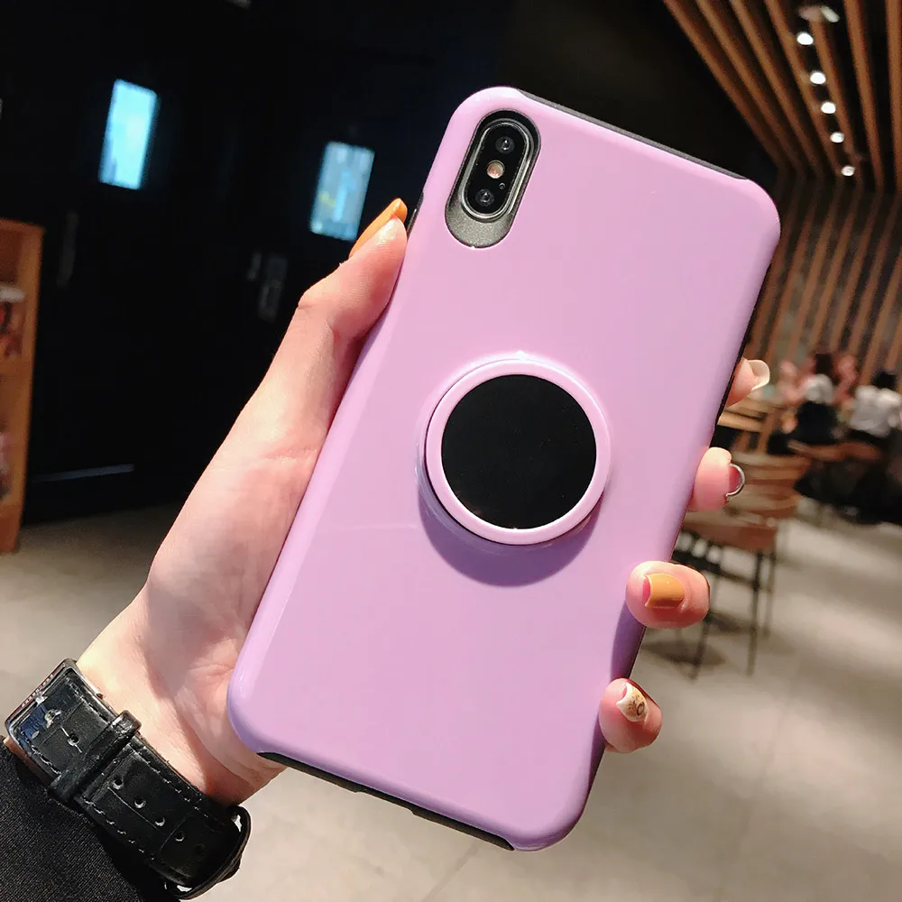 Фиолетовый BFOLLOW зеркальная подушка безопасности корпус розетки для iPhone 6 6s 7 8 Plus X XR XS Max 11 Pro Max жесткий чехол из ПК с магнитной задней подставкой - Цвет: Фиолетовый