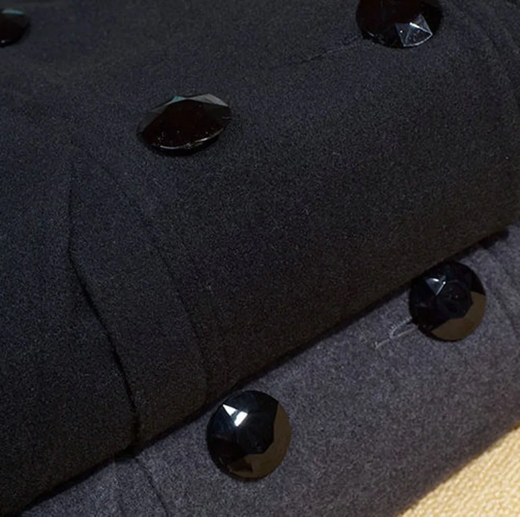 Женское шерстяное пальто размера плюс 5XL зимнее однотонное двубортное пальто с капюшоном и длинным рукавом на пуговицах кашемировое шерстяное зимнее пальто