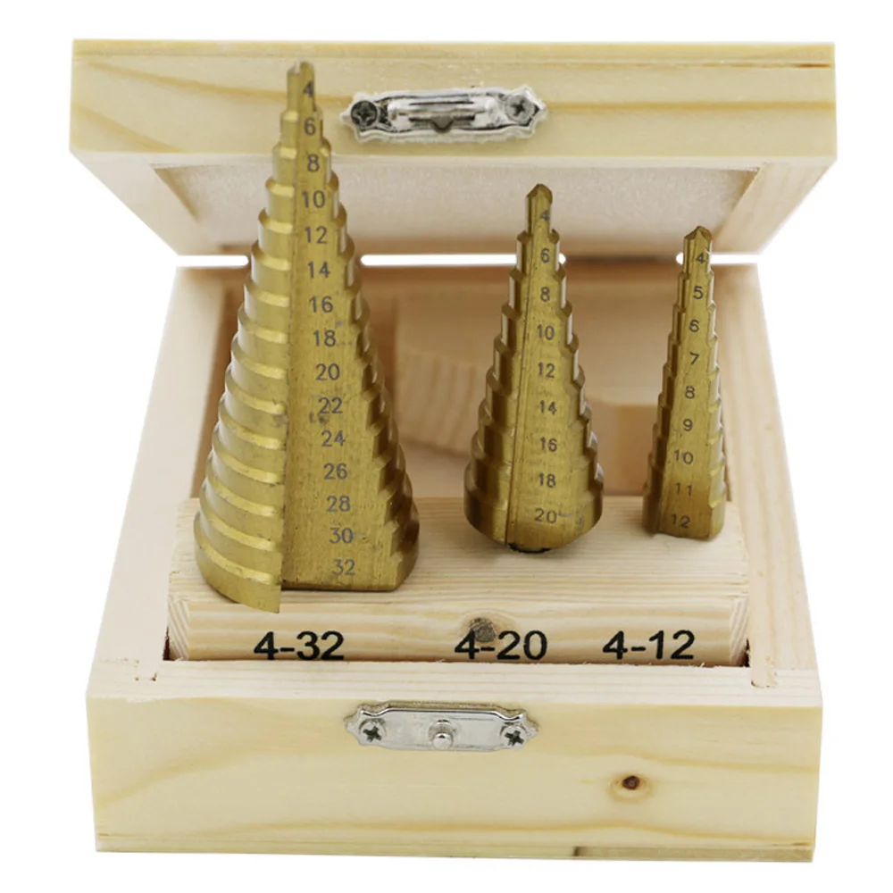 Metal Titanium Cone Step Hole Bit Set Tools Triangular Drill High Speed Shank |