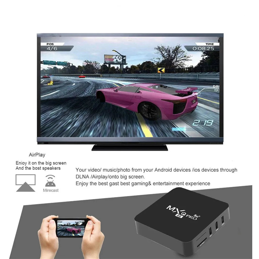 ТВ-Приставка Smart TV 4K HD Android IPTV Европа Бразилия Португалия Поддержка Google Play WLAN Ethernet 2