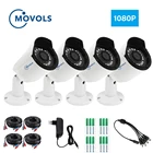Камера видеонаблюдения Movols, 4 шт., водонепроницаемая инфракрасная камера ночного видения для помещения и улицы, 1080P, 60 футов, Кабель BNC и DCplug для системы DVR