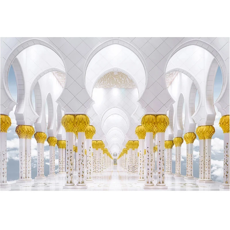 

Luxury Wallpaper Home Decoration 3d Stereo Golden Wall Mural European Roman Column PVC Wallpaper