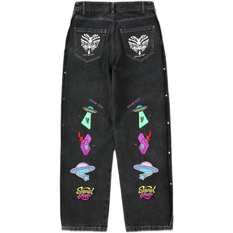 LORDLDS Men Black Denim Pants Fashion Trousers Oversized Loose Style Wide Leg Cargo Jeans High Waist Streetwear Punk Clothes