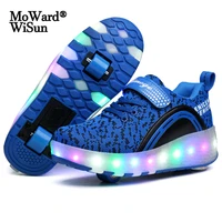 size 28 40 children luminous wheels sneakers usb charged led roller skate with lights kids boys girls glowing shoes on wheels