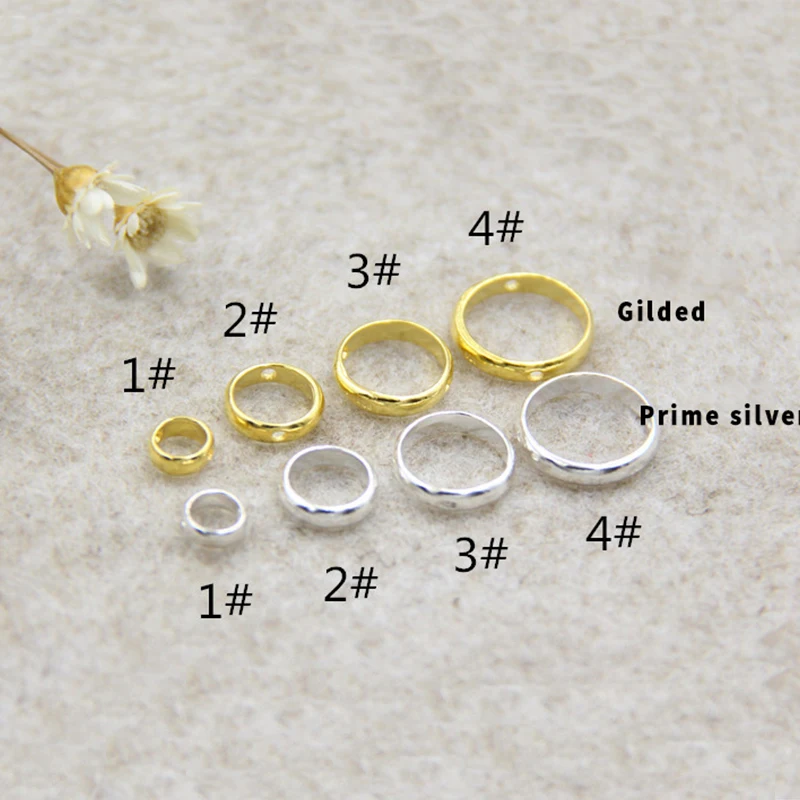 2021 New S925 Sterling Silver Jewelry DIY Beaded Bracelet Necklace Accessories Round Hollow Covered Circle Beaded Jewelry