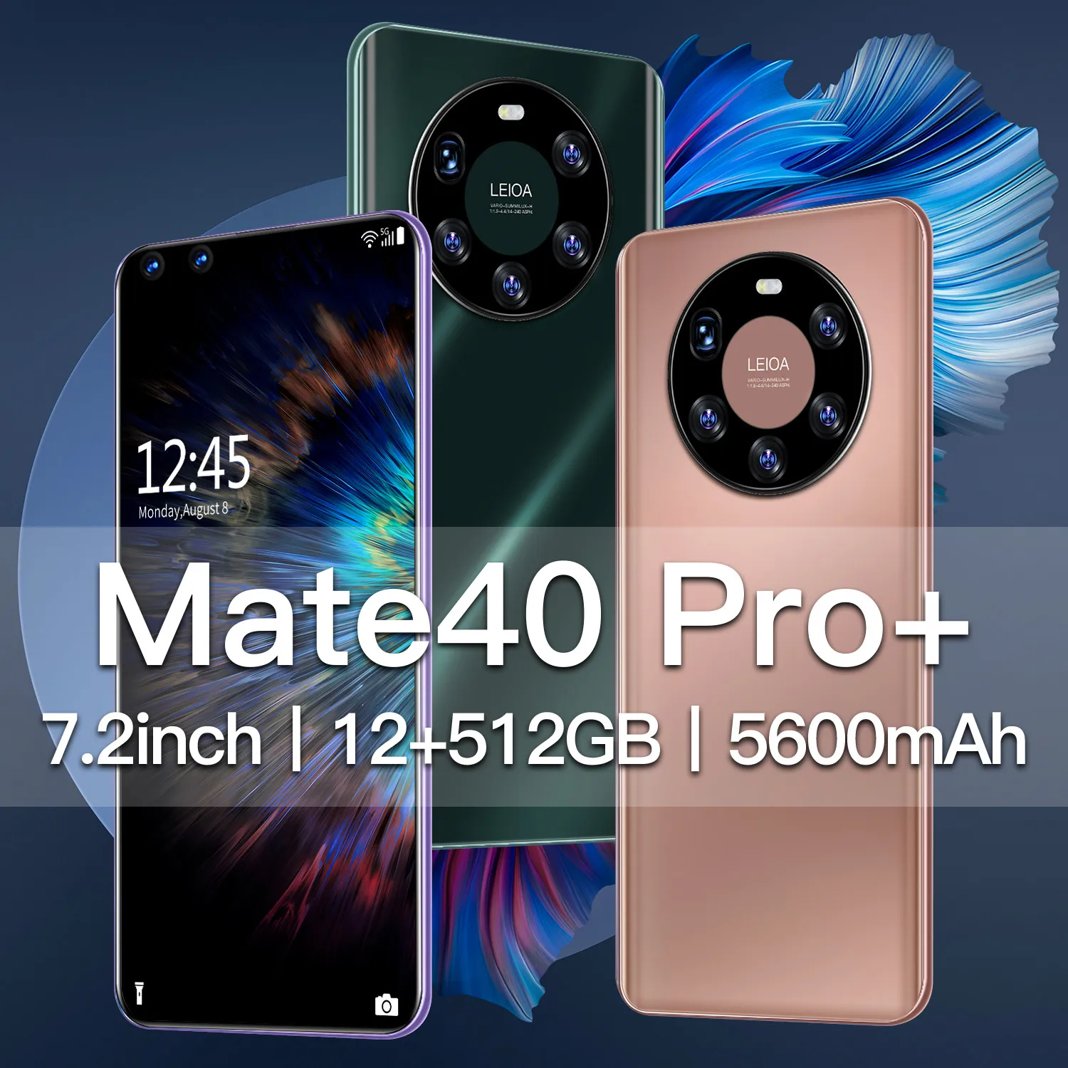 

Newest Global Version Mate40 Pro+ Smartphone 7.2Inch HD Screen Deca Core 5600mAh Dual Sim Card 12GB 512GB CellPhone GPS Wifi