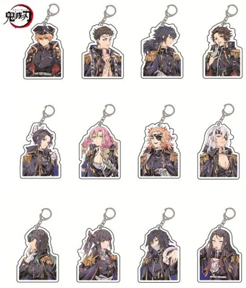

12 Demon Killer Key Chain Double Sided Acrylic Cartoon Ring Men and Women Fashion Pendant Schoolbag Accessories