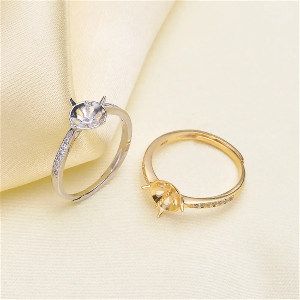 

Pearl Ring Settings, Fashionable Ring Findings, Adjustable Size 925 Silver Ring Jewelry DIY Making No Pearl