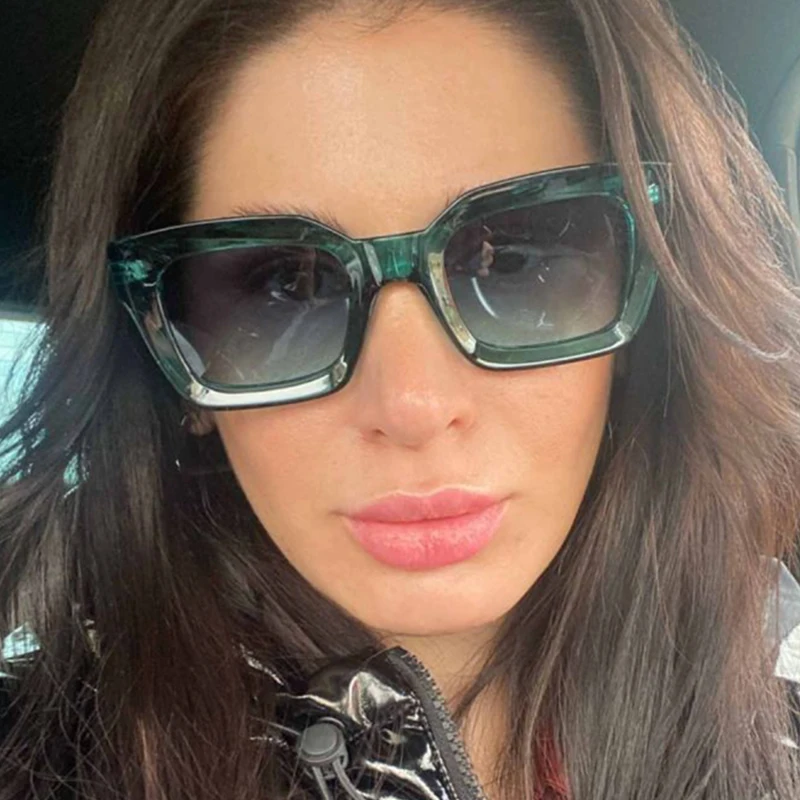 

Солнцезащитные очки Квадратные для мужчин и женщин UV-400, модные классические брендовые винтажные темные очки большого размера с прозрачным...