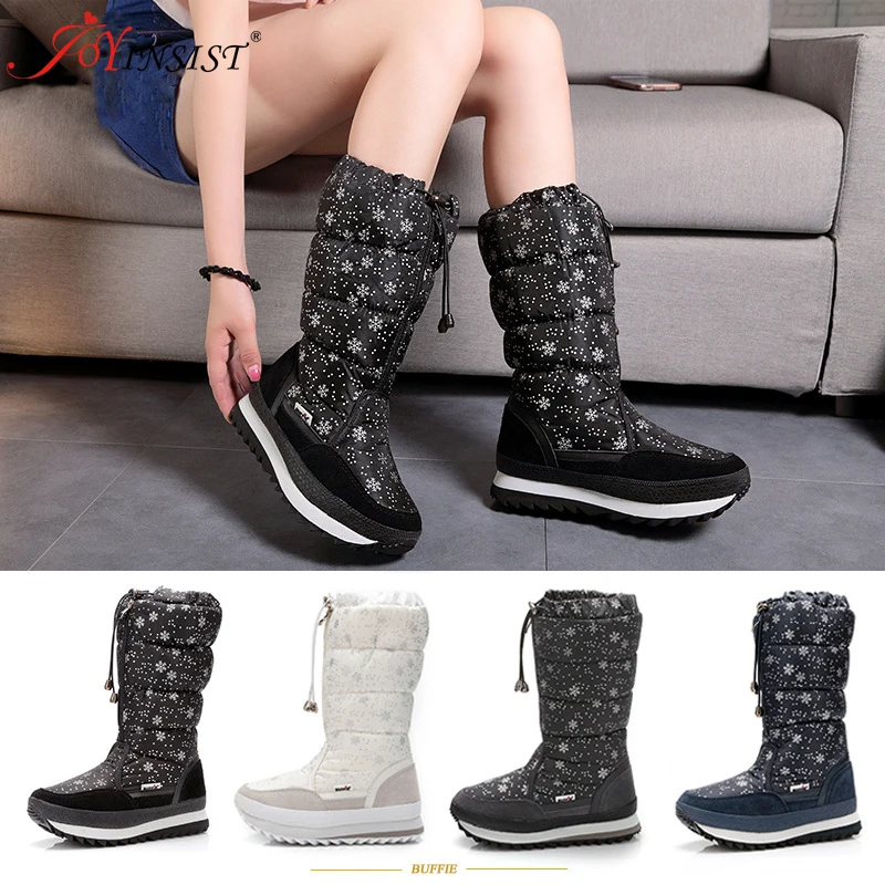 Warm Cotton Boots Flat Bottom Wool New European and American Snowflake High Boots Thickened Super Soft Snow Boots Female
