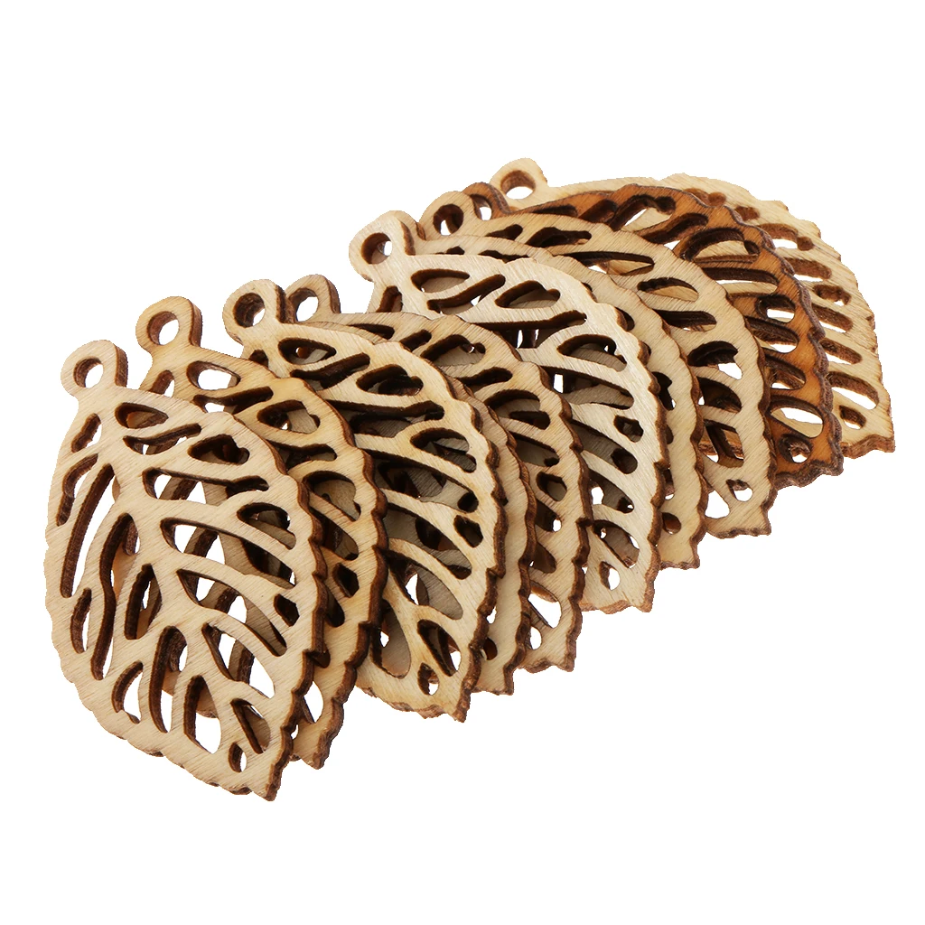 10Pcs Unfinished Wooden Pendants For DIY Earrings Necklace Jewelry | Дом и сад