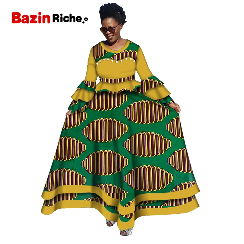 Сезон весна-осень В африканском стиле Одежда в фут Женское Платье макси с длинным