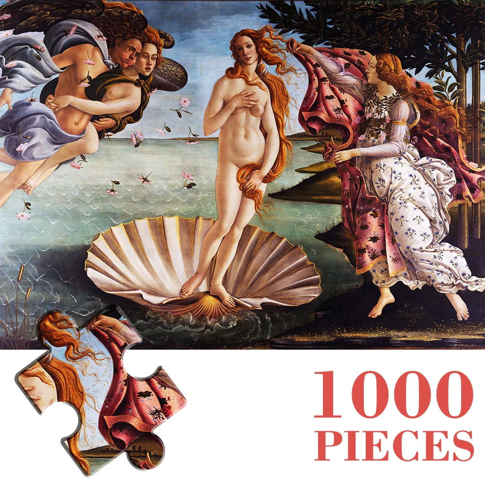 

MaxRenard 50*70cm 1000 Pieces Jigsaw Puzzles for Adults Paper Assembling Painting The Birth of Venus Art Puzzles Toys for Adults