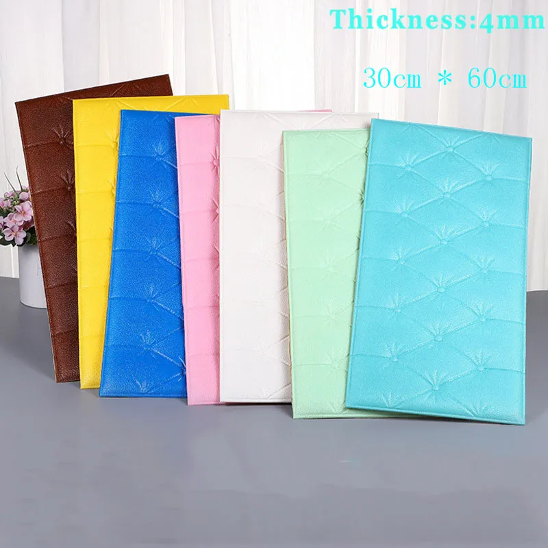 

60x30cm Thicken Self-Adhesive Headboard Soft Bag Anti-Collision Wall Stickers Tatami Soft Stickers Imitation Soft Bag Bed 4mm