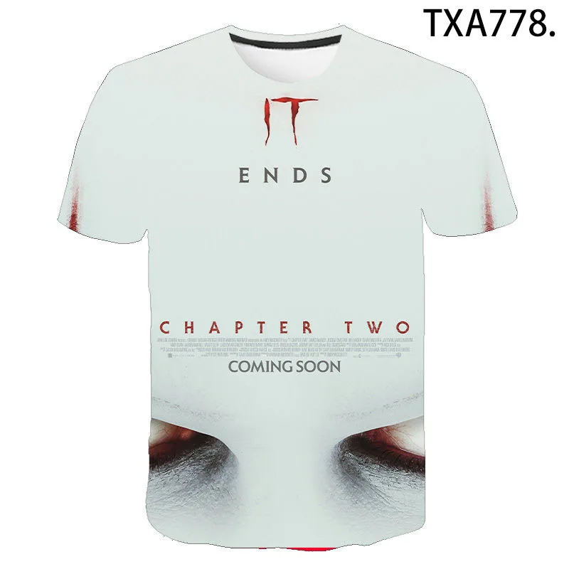

2020 New Chapter Two 3D Printed T Shirt Men Women Summer IT Clown Horror Joke Casual T Shirt Children Boy Girl Tops Cool Tee