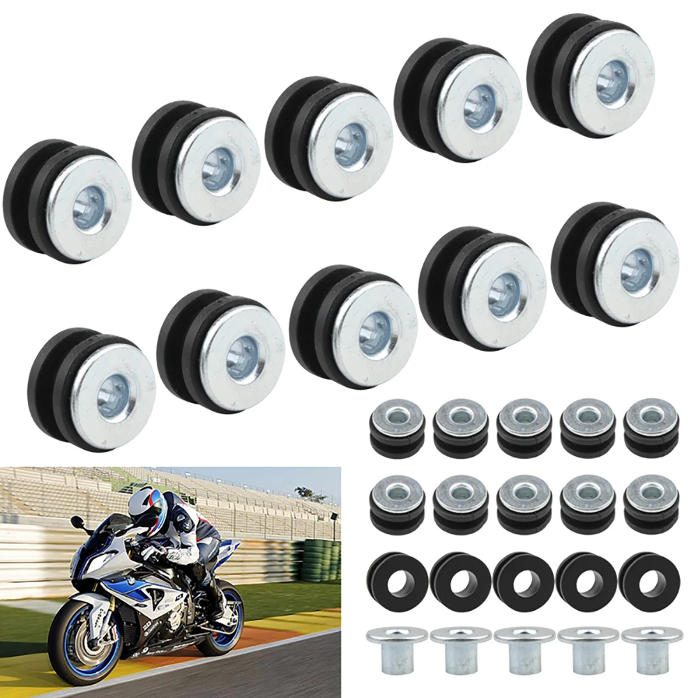 

10/20/30pcs Motorcycle Rubber Grommets Bolt Assortment Kits Fairing Cowling Pieces Buffer Washer for Honda Yamaha Suzuki Fairing