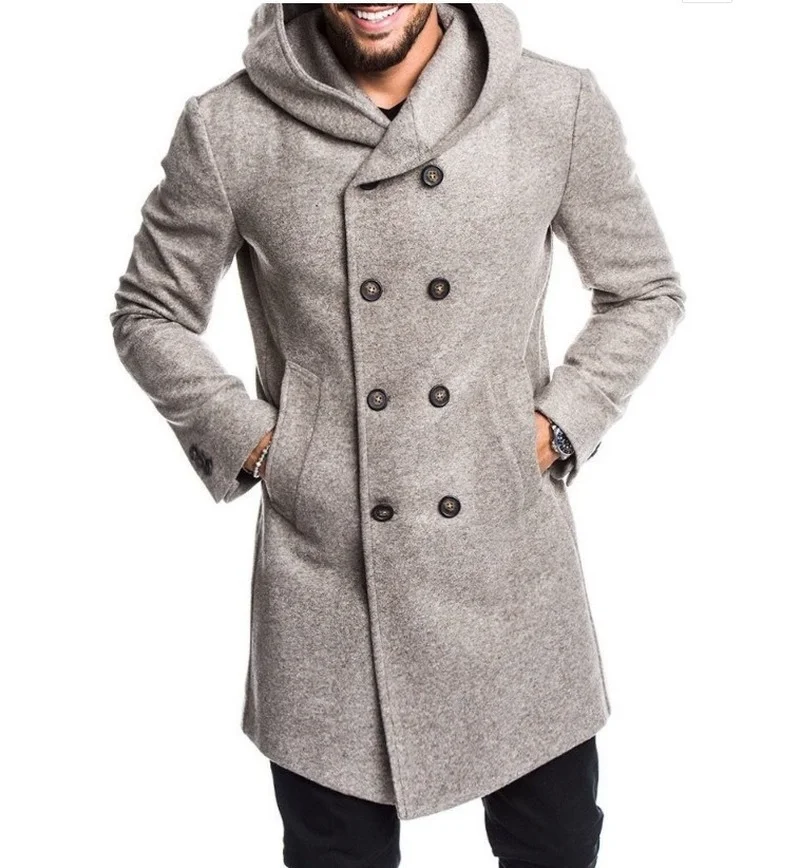 

2021 men's hooded wool coat coat men's windbreaker