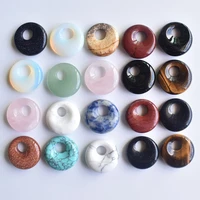 2020 new high quality assorted natural stone gogo donut charms pendants beads 18mm for jewelry making wholesale 20pcslot free
