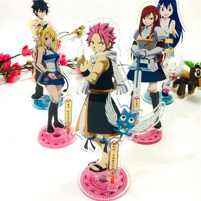 Аниме «FAIRY TAIL», «Нацу Люси Эрза серый Венди акриловая подставка Рисунок Хэллоуин Косплэй настольная подставка в виде фигурки Подарочный аксессуар для автомобиля
