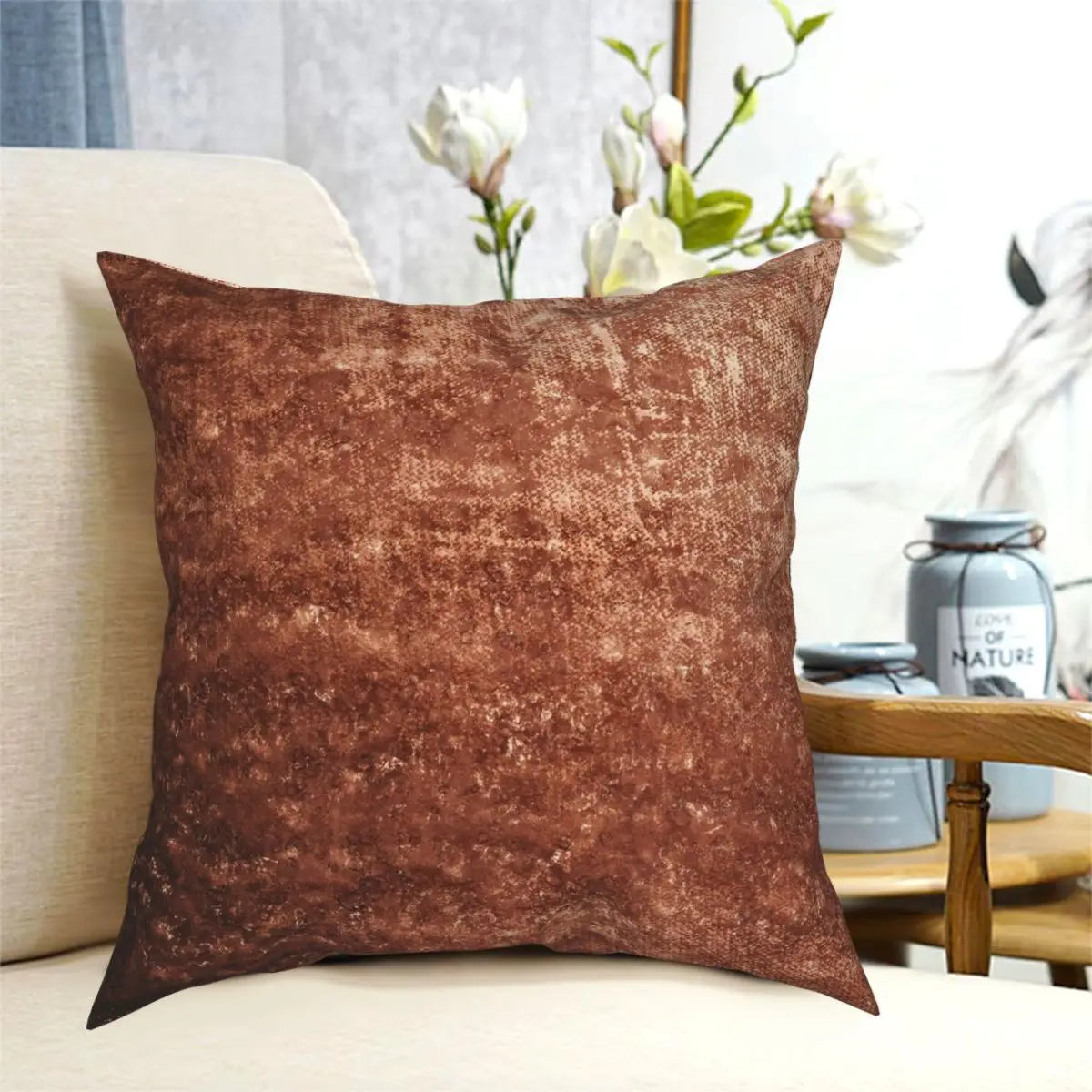 Роскошный медный квадратный чехол для подушки из полиэстера с принтом