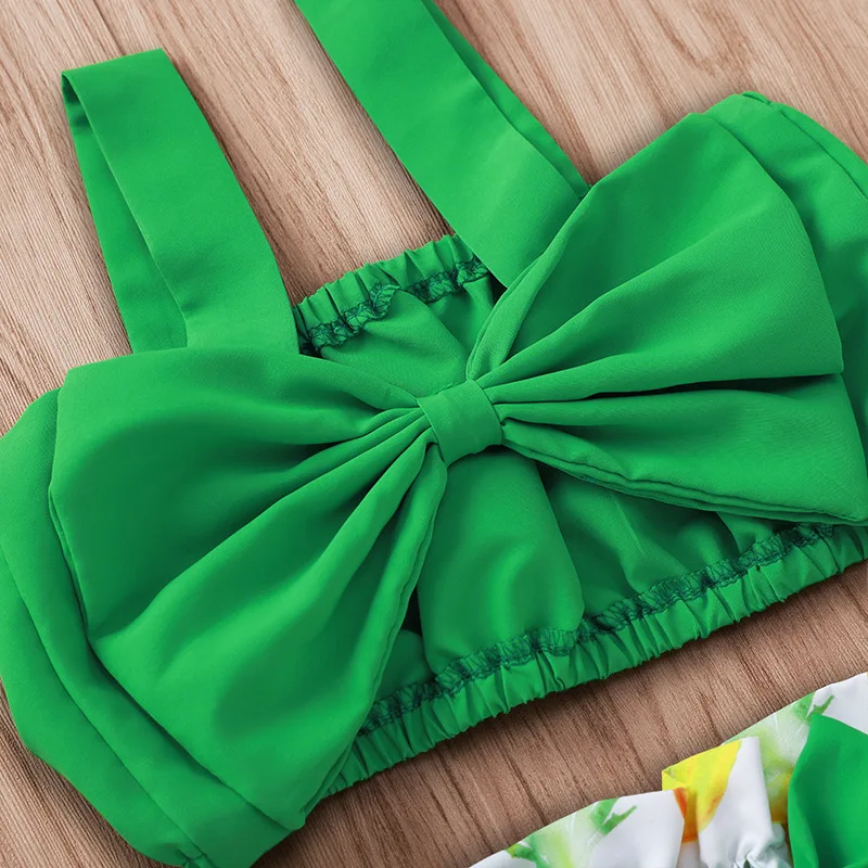 Комплект одежды для новорожденных с рисунком ананаса зеленый укороченный топ