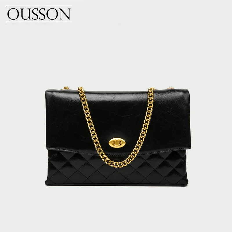 

OUSSON Fashion Exquisite Women One-Shoulder Underarm Bag Small Square Tote Bag Lady Leather Casual Commuter Crossbody Bag