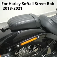 1pcs motorcycle black leather rear seat pillion passenger seat cushions for harley softail street bob 2018 2020 fxbb model