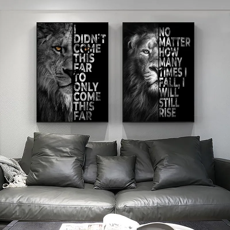 

Wild Lions Letter Motivational Quote Canvas Painting Animals Posters Prints Wall Art Picture Cuadros Room Home Decor Poster