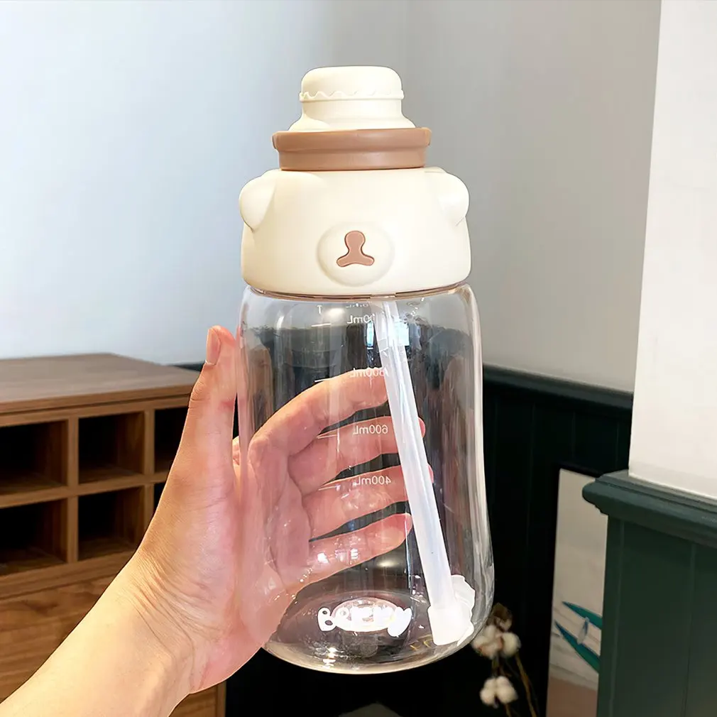 

Fashion Style 1200 ML Large Capacity Plastic Water Cup Outdoor Fitness Sports Straw Cup Fresh Cute Water Bottle