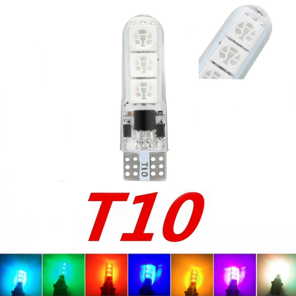 RGB T10 W5W Led 5050 SMD Bulbs Car Dome Reading Light Automobiles Wedge Lamp RGB LED Light For Universal Car 1 Pcs