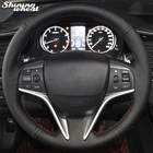 Чехол на руль для Honda Spirior 2015 из блестящей черной кожи с ручной строчкой