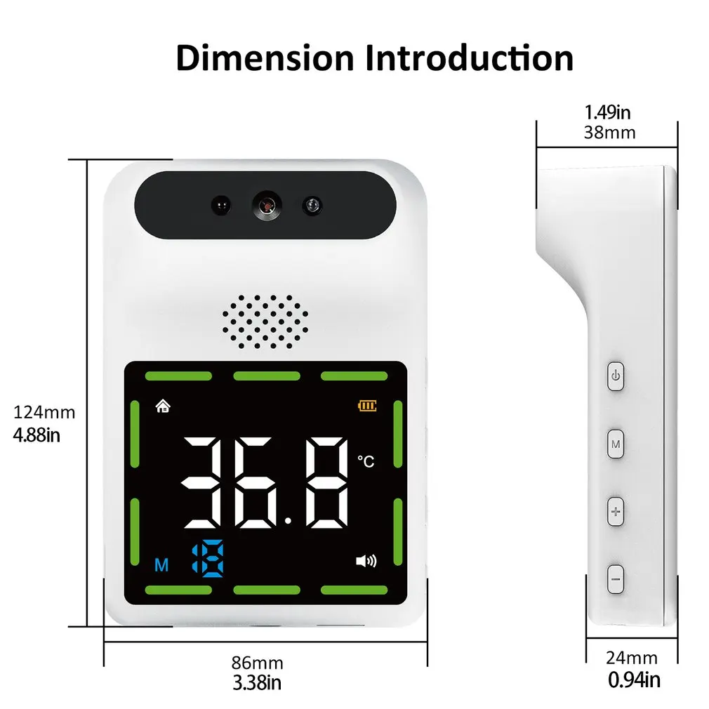 

K88 Wall Mounted Non-contact Infrared Thermometer Digital Forehead Hand Temperature Sensor Laser Gun With Fever Alarm Voice