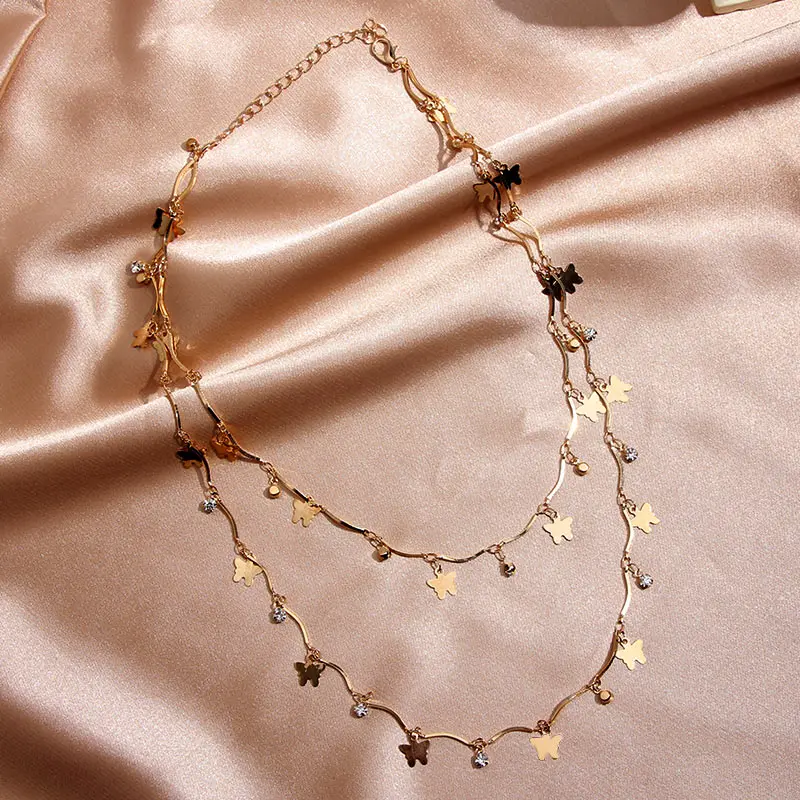 JJFOUCS ожерелье с подвеской в виде бабочки для женщин золотая цепочка ключицы колье