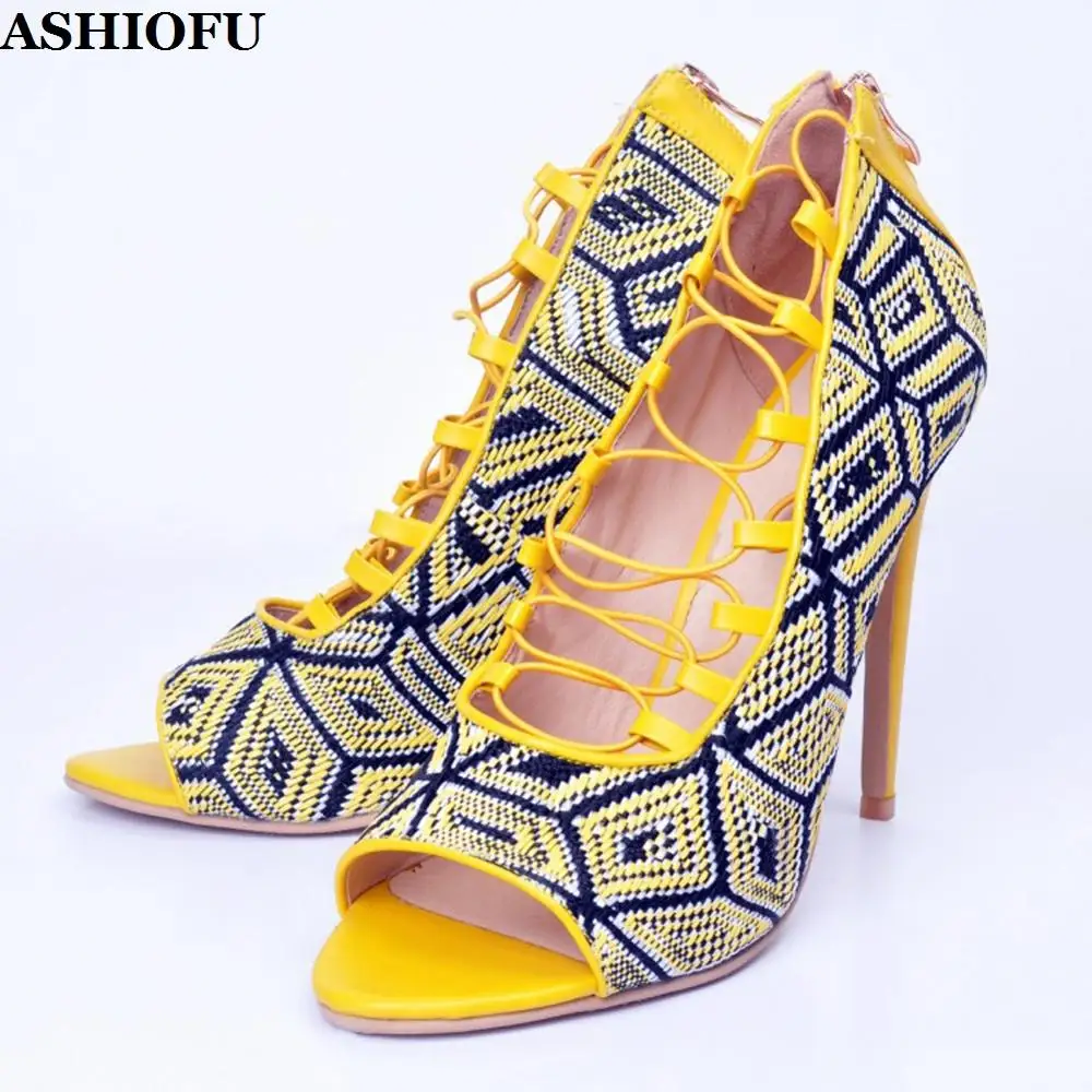 

ASHIOFU/классические женские туфли-лодочки ручной работы на высоком каблуке; Пикантные блестящие вечерние модельные туфли с перекрестными рем...