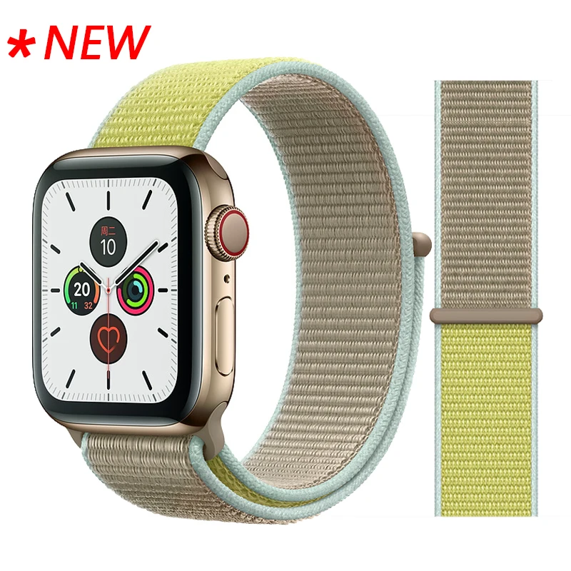 Для наручных часов Apple Watch, версии 3/2/1 38 мм 42 мм нейлон мягкий дышащий нейлон для наручных часов iWatch, сменный ремешок спортивный бесшовный series4/5 40 мм 44 мм - Цвет ремешка: 50 Camel