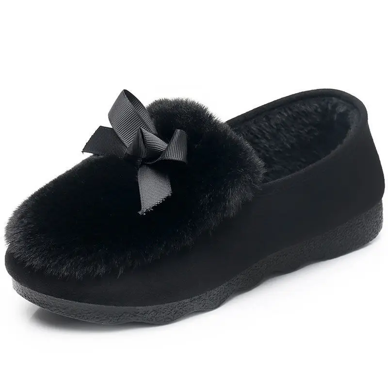 

Woolen shoes women old Beijing cloth shoes thick soft soled Doudou shoes Plush warm